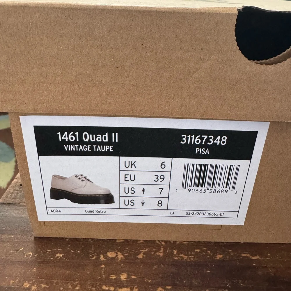 NEW! Dr. Martens Quad II Platform Derby in Vintage Taupe